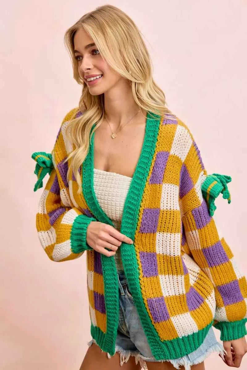 BiBi Mardigras Checker Board Front Open Cardigan c796380186284bb3a68227277d7777ee-Max-Origin