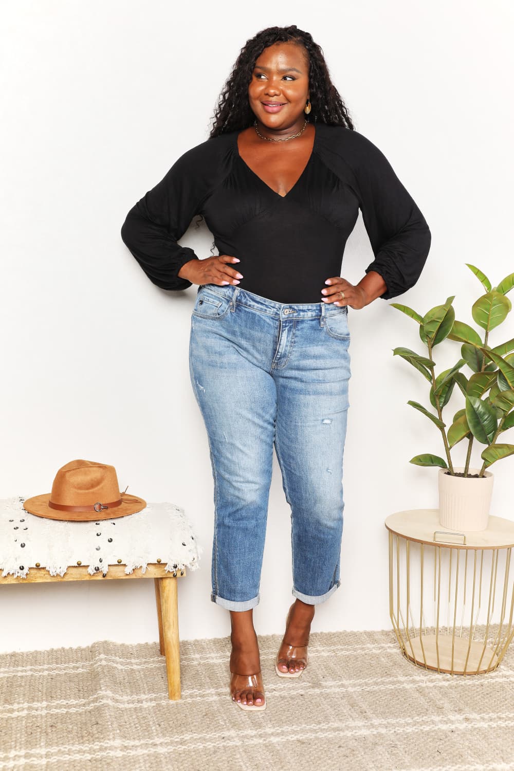 Culture Code Full Size V- Neck Bodysuit c7ac24193c8449ce8398aba6c398275f-Max