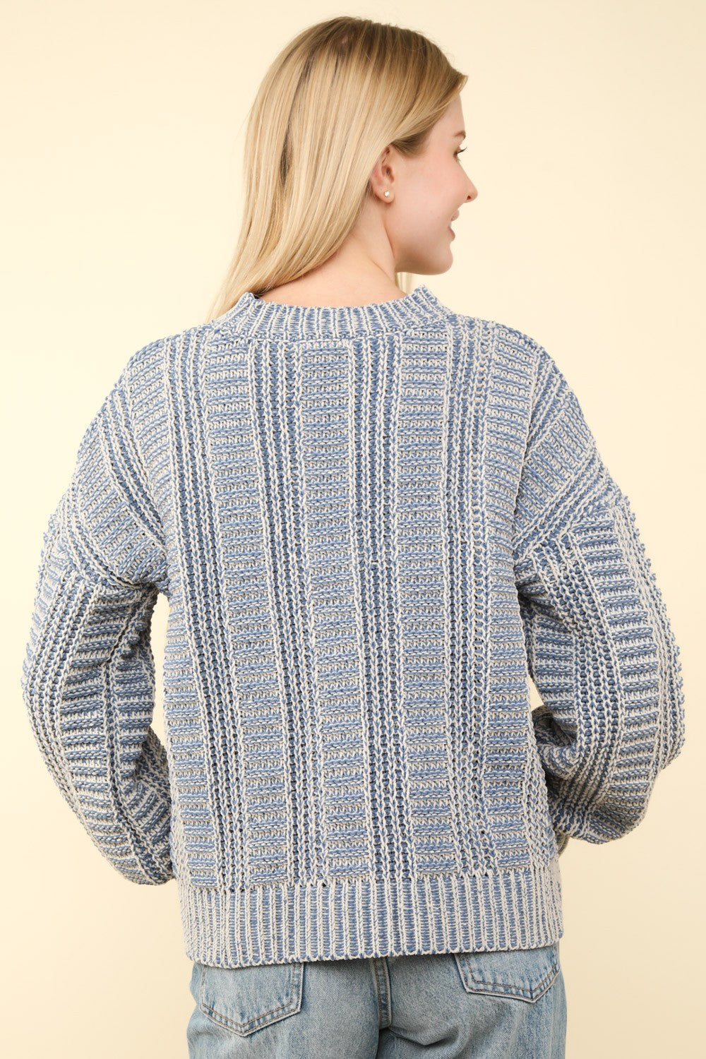 VERY J Two Tone Long Sleeve Sweater