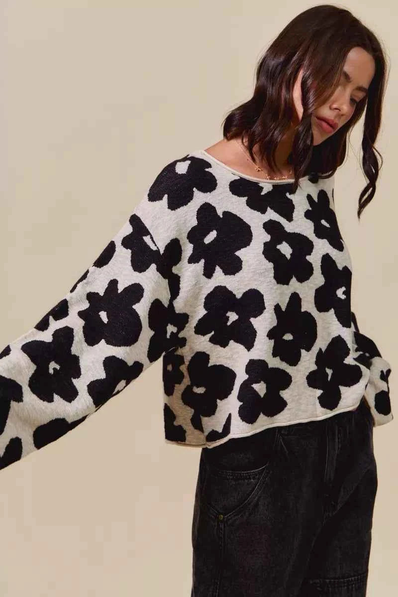 SO ME Loose Fit Flower Lightweight Sweater Top c7b548da0bc54a848ef0b40b4af50aa0-Max-Origin