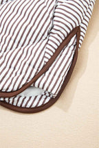 Black Striped Snap Button Scalloped Hem Winter Vest c7b5c89cc6701f24