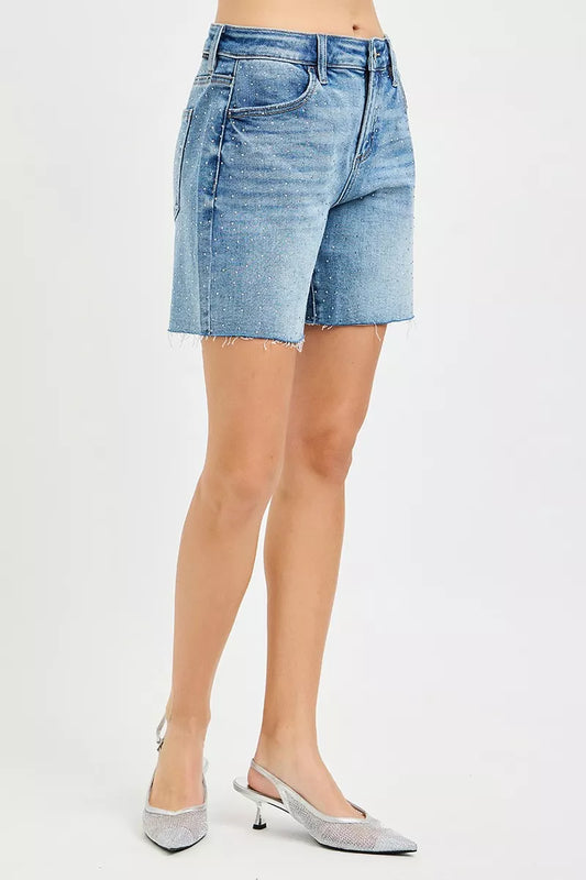 Slouchy Mid Length All Over Rhinestones Shorts c7b70bbd-91a7-46f6-8ba6-639133944532-Max-Origin