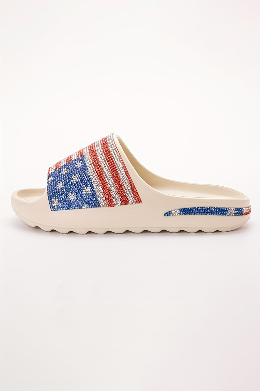 Black Rhinestone American Flag Thick Sole Slides Shoes c7bec93f1c65974a