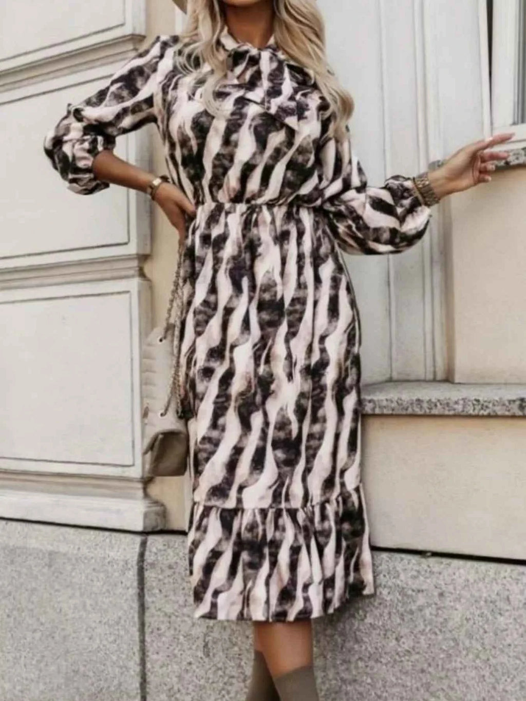 Ruffled Hem Striped Long Sleeve Dress c7cb123c-f7e5-4d7e-a5d9-be8749626f6d-Max-Origin