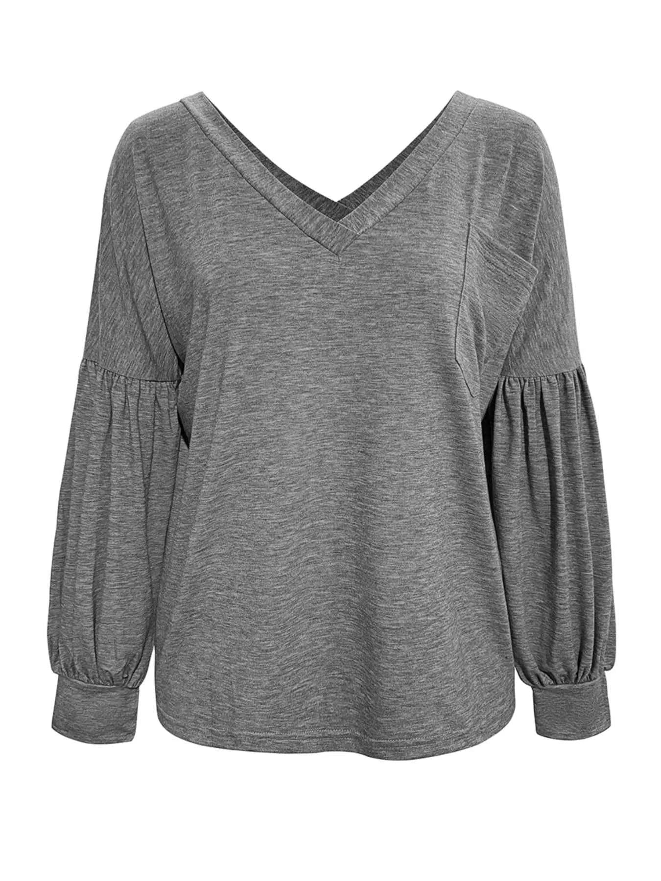 Oversized V-Neck Long Sleeve Blouse c7cb6a41-16c4-4e45-a563-a621a0b0bb89-Max-Origin