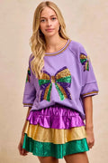 BiBi Mardi Gras Theme Ribbon Sequin Patched Top LAVENDER c7d2f0e0d3fa40818654c139a65d2258-Max-Origin