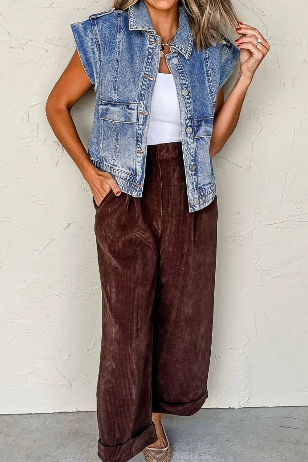 Button Up Cap Sleeve Denim Jacket c7d3c803-472c-4ec7-abed-4dba0dc9b5b5-Max-Origin