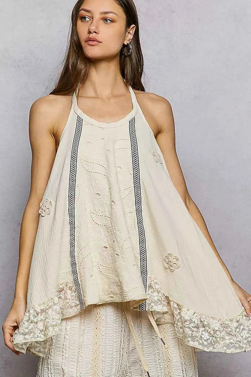 POL Lace Ruffle Halter Neck Cami c7db242c-31b2-4f7e-b49d-a2c50575c863-Max-Origin