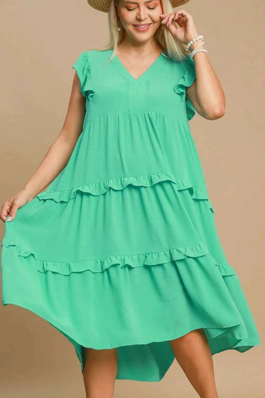 Full Size Ruffle Tiered Cap Sleeve Midi Dress Plus Size c7df030f-8a7c-457d-a4f5-da60f8d86a20-Max