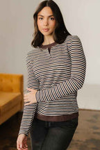 Stripe Textured Knit Long Sleeve T-Shirt c7e0c1ae-5bf0-4999-bcda-ba2afe11b171