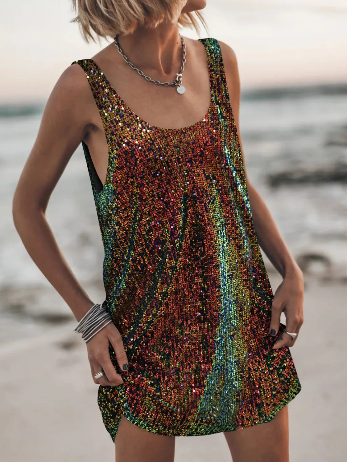 Sequin Scoop Neck Mini Dress Multicolor c7eb6529-a705-4bc8-bf81-cc8d89823408-Max-Origin
