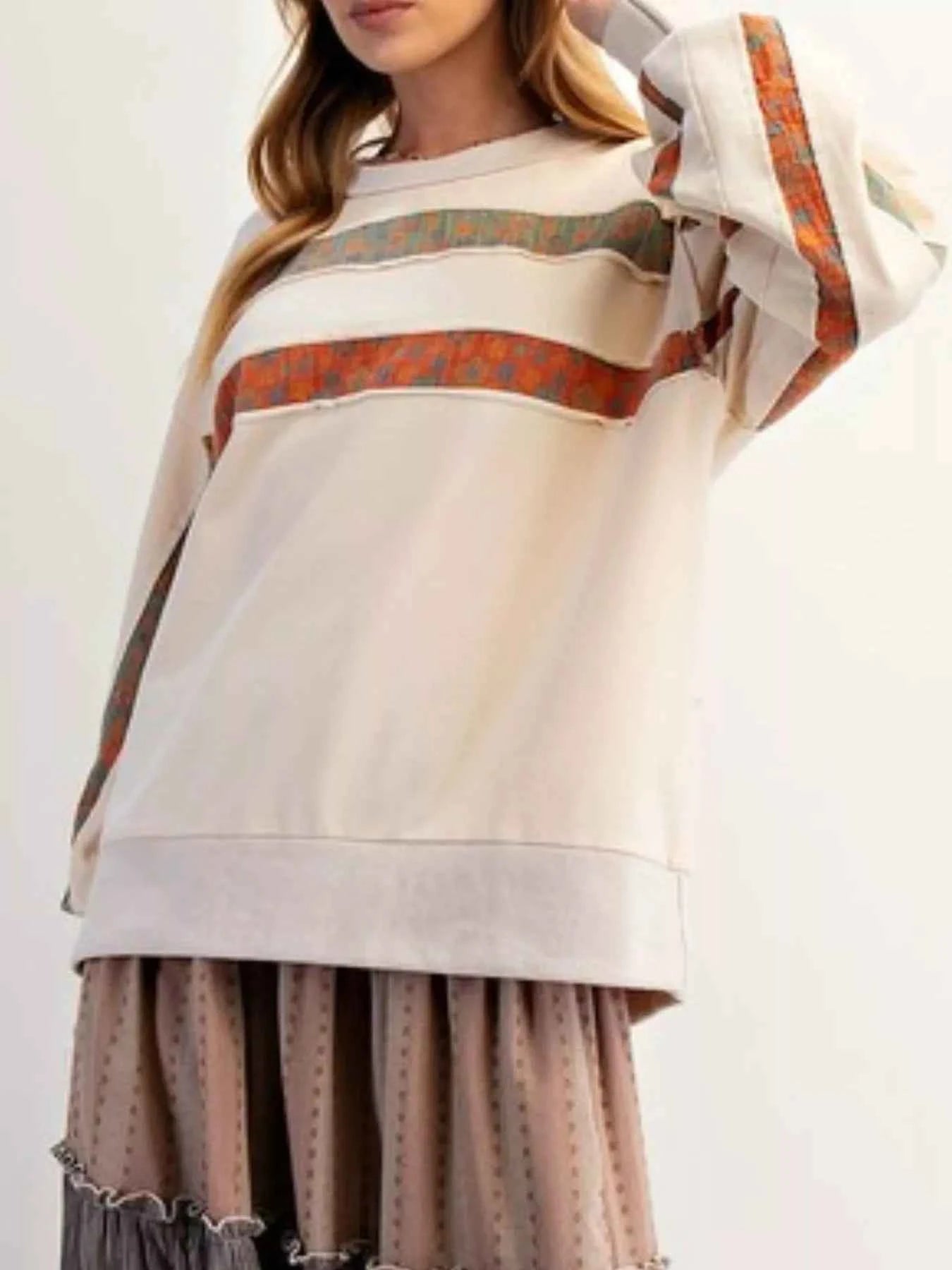Bohemian Striped Oversized Sweatshirt c7ec2661-7d94-4124-81e0-150c08a3247b-Max-Origin