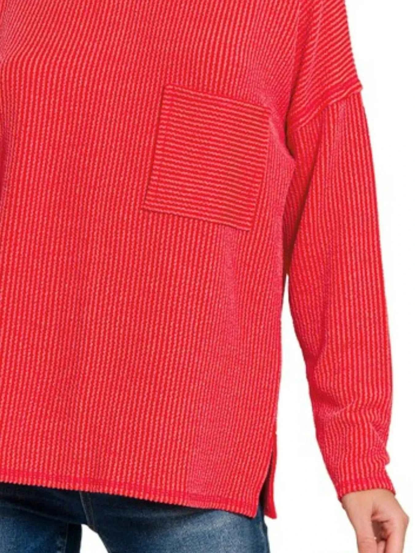 Zenana Long Sleeve Drop Shoulder Rib Top c7ec3b12-ac16-4122-9853-8e820d9a71ba-Max-Origin