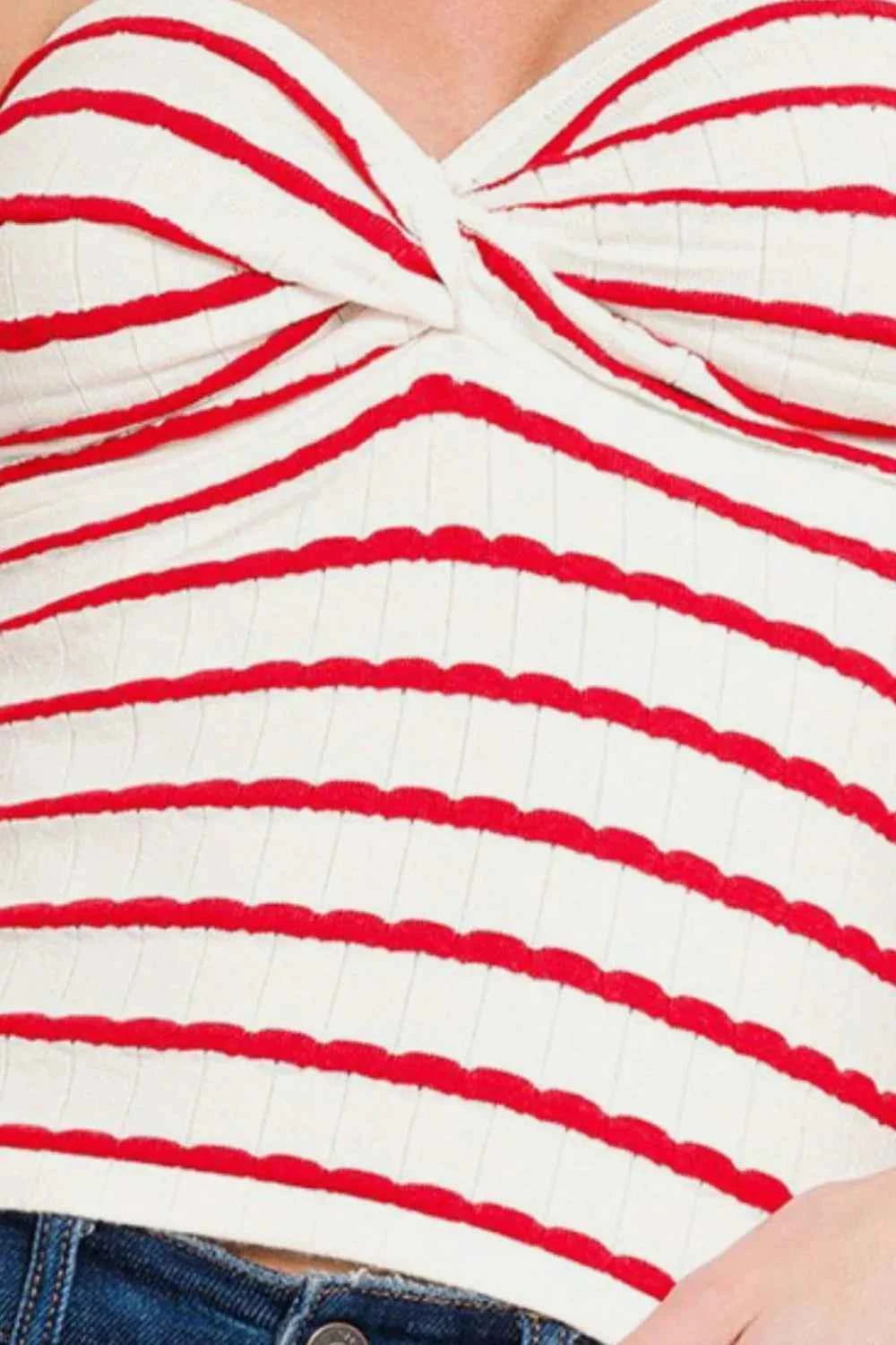 Zenana Twisted Sweetheart Neck Striped Tube Top c7efba8c-49a0-43ef-b420-e4725b17923d-Max