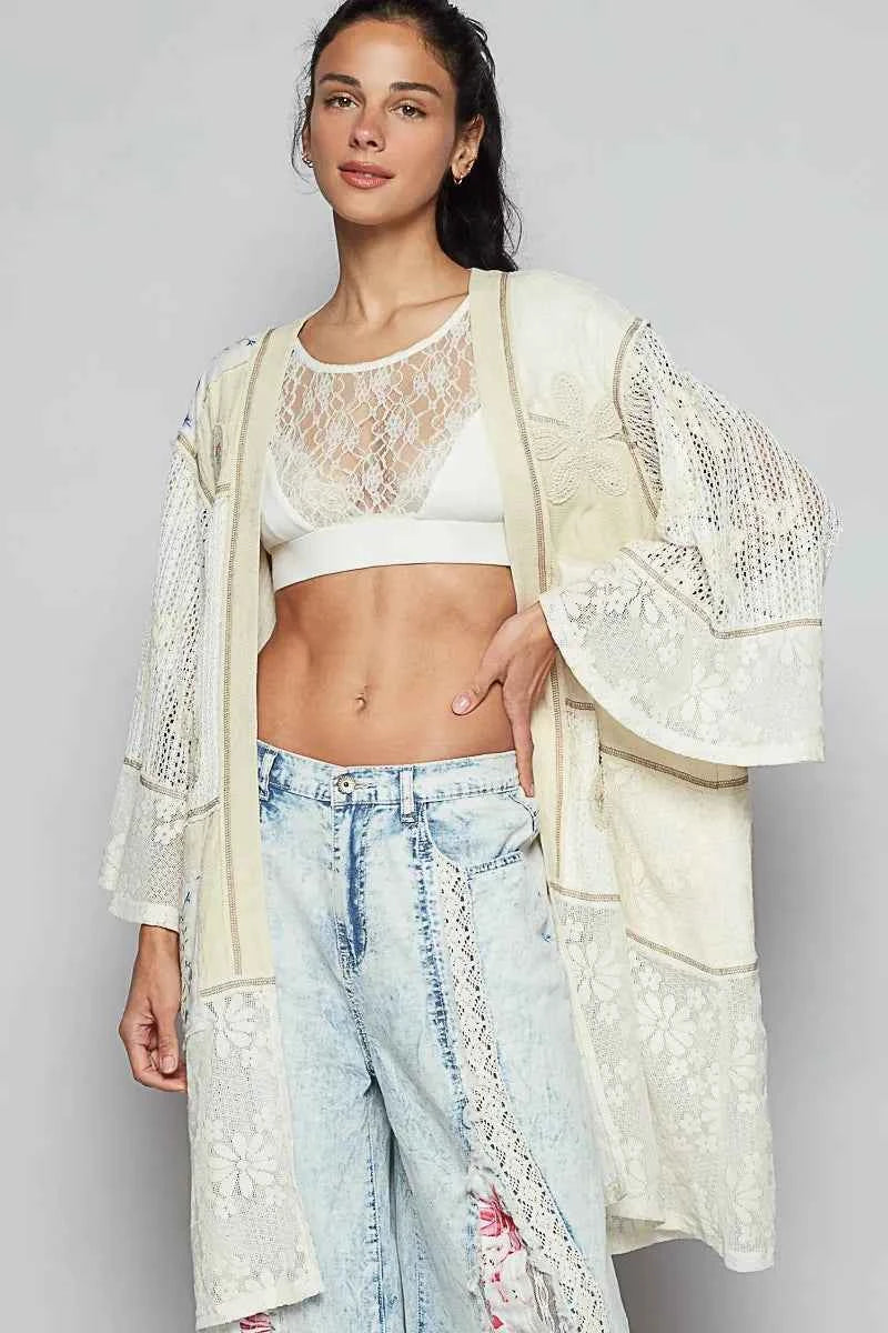 POL Double Gauze and Lace Mix Cardigan with Embroidered Detail Cream c7f36846-af11-4c1f-b6fa-af82df63da54-Max-Origin