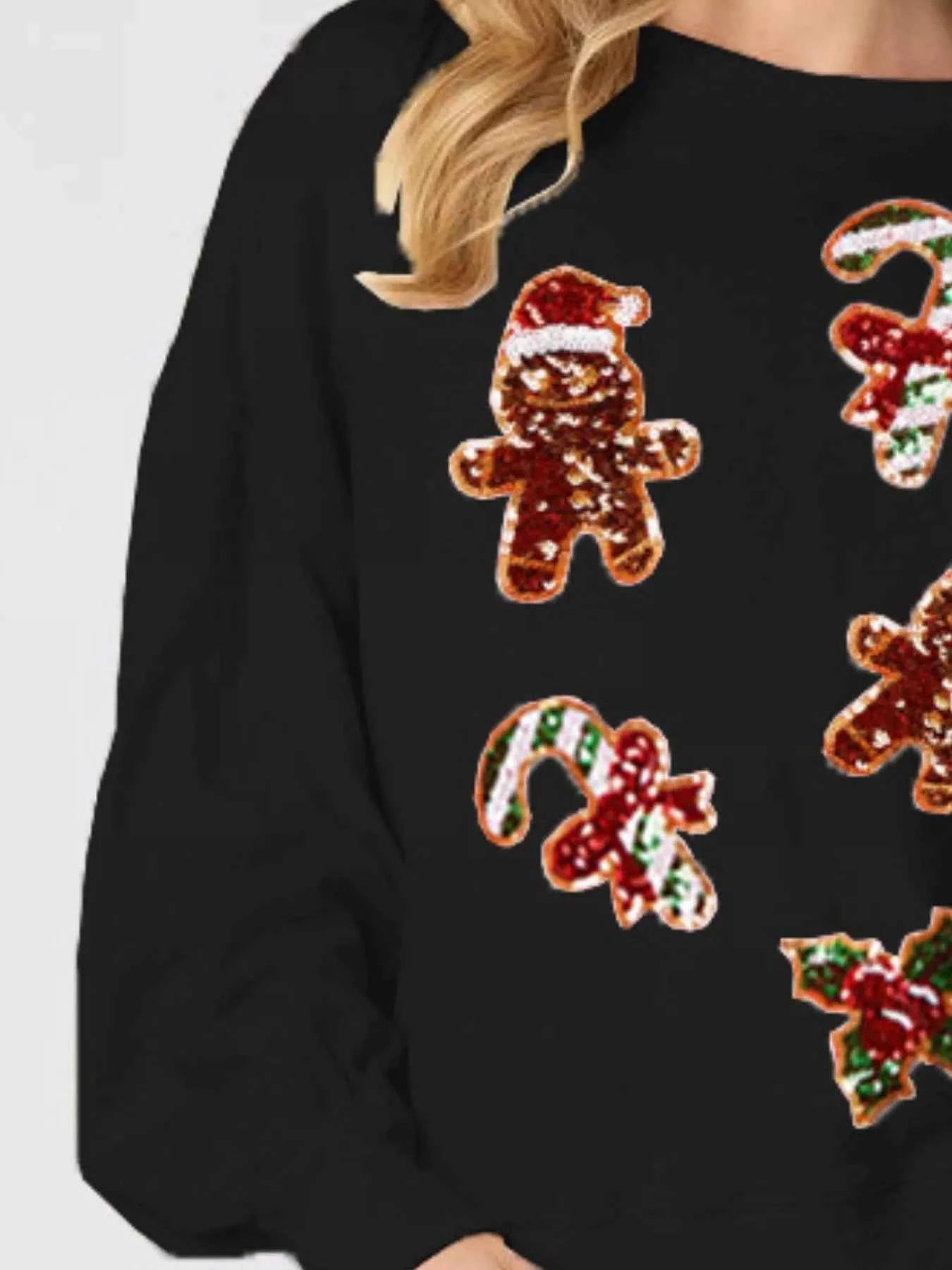 Christmas Holiday Sequined Gingerbread Sweatshirt c8067d42-4cda-44c8-a686-0e8e5a9fc326-Max-Origin