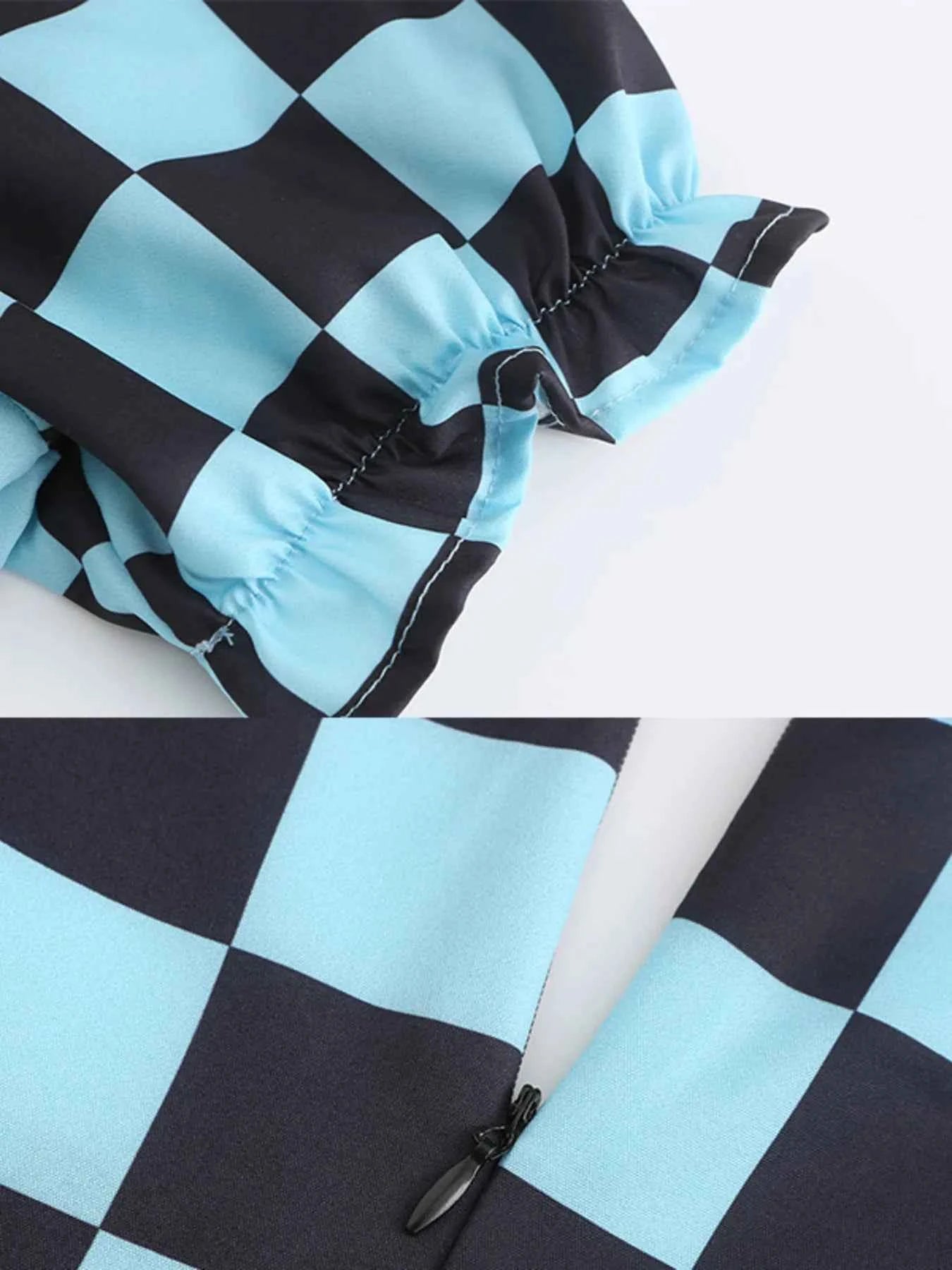 Checkered Short Sleeve Tiered Mini Dress c8213c1f626848328e921a4bd4e98c32-Max-Origin