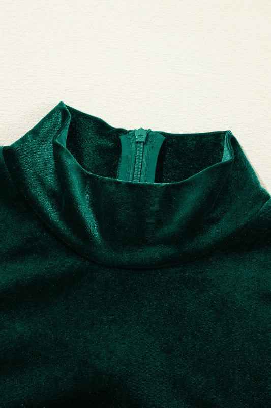Velvet High Neck Tiered Ruffle Mini Dress c832b982-bfea-4b73-8890-93abb77ffdfe