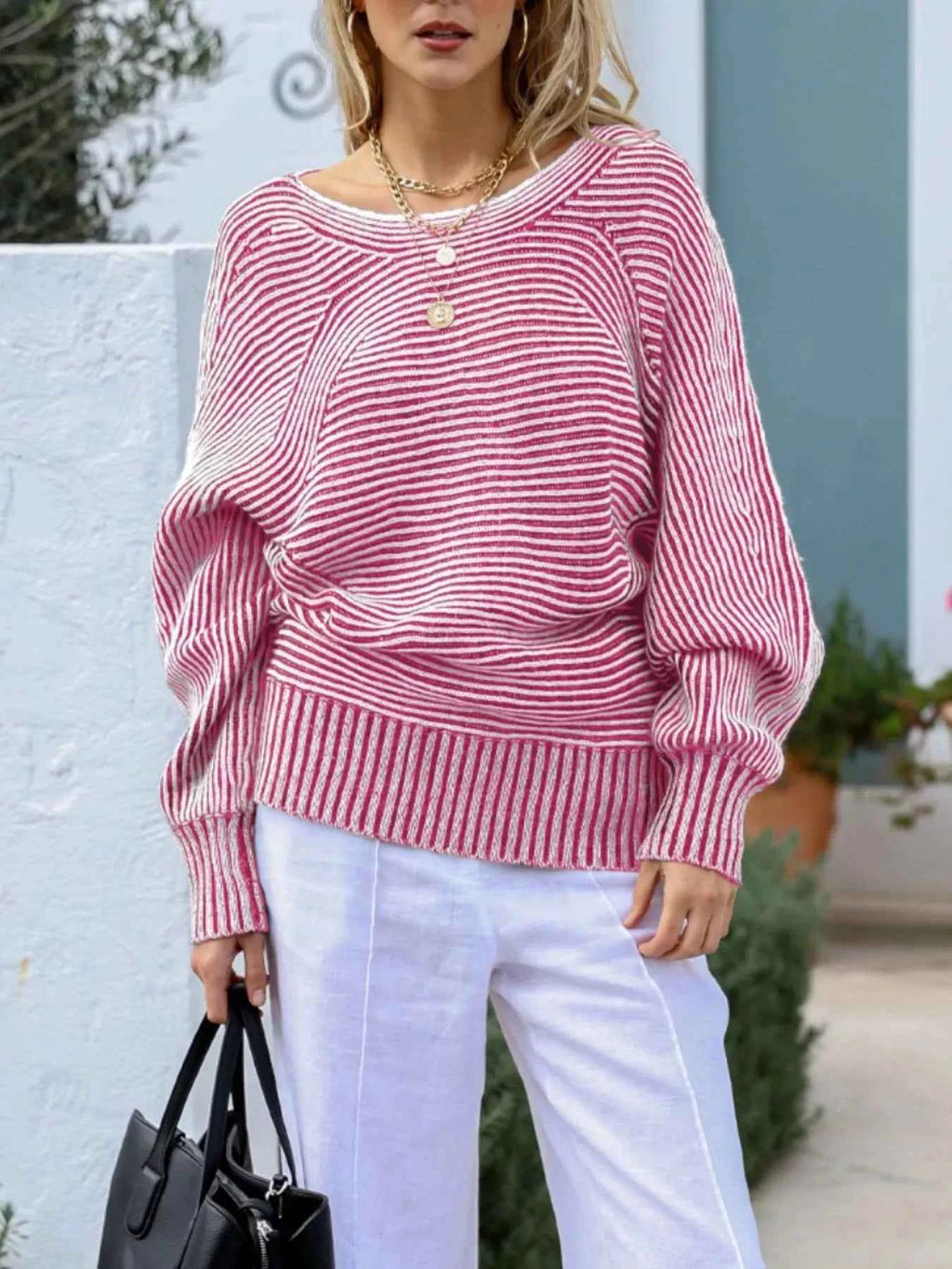 Striped Boat Neck Casual Sweater c836ac65-de44-4bd4-9b74-a53d7362542e-Max-Origin