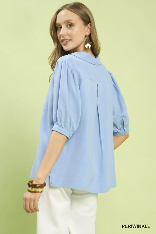 Mixed Media V-Neck Print Blouse c8391e71-4688-462c-b838-f8c9c32a5b28-Max-Origin