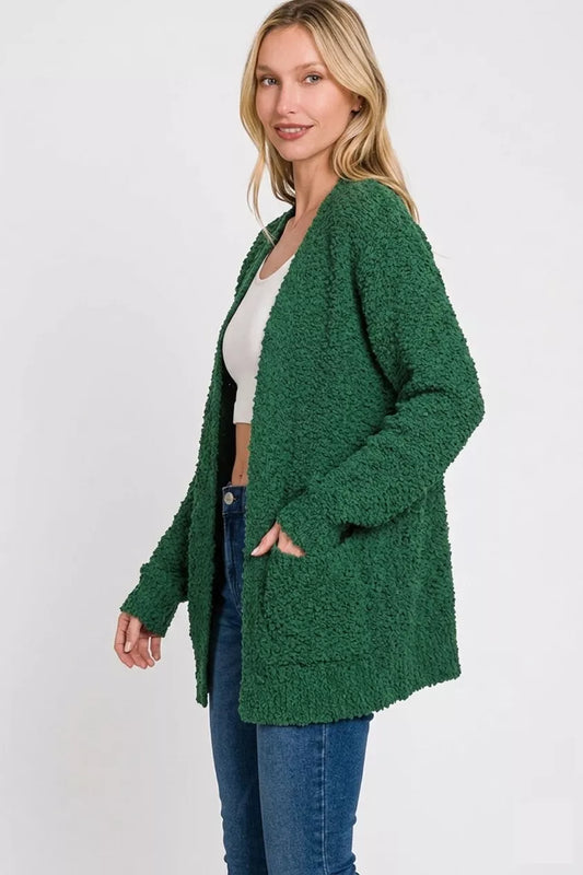 Long Sleeve Popcorn Sweater Cardigan with Pockets c84415b1-05e2-4ae3-8443-350868ac5022-Max-Origin