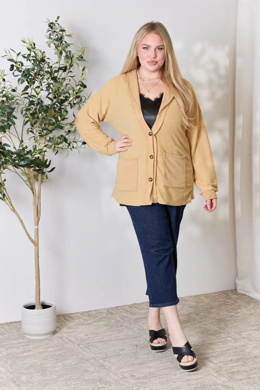 Heimish Full Size Button Up Long Sleeve Cardigan c84f9893df8a4c8ab96d4b6c41854830-Max