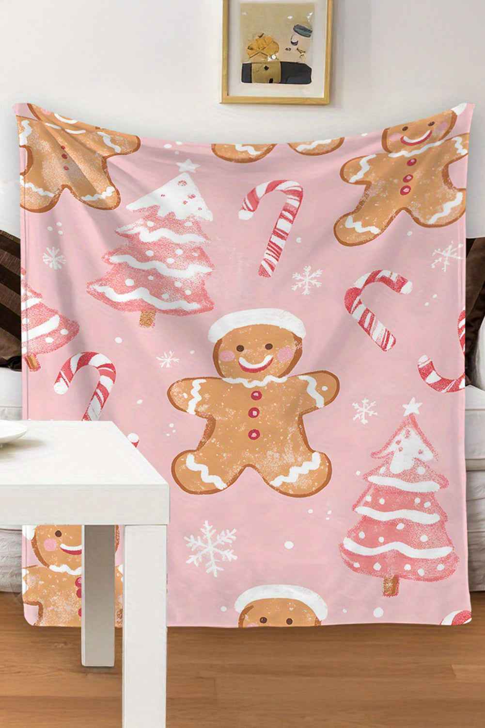 Pink Christmas Gingerbread Candy Cane Soft Throw Blanket c8586e7dd72c1d6e