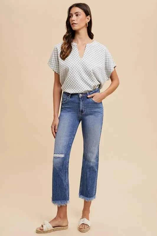 Distressed Raw Hem Straight Leg Cropped Jeans c85bcc73-a8e1-41ba-9c2c-a6405ac497e0-Max