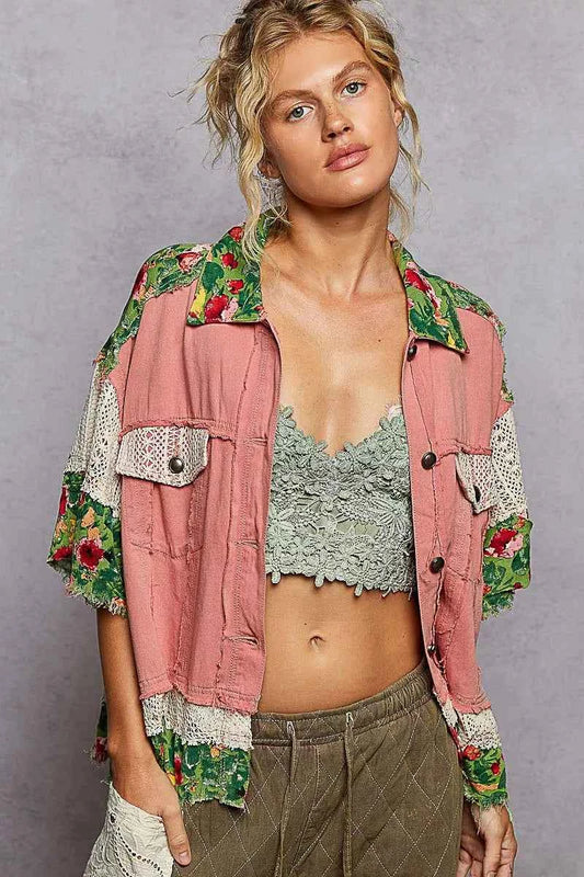Lace Patch Floral Half Sleeve Shacket c869e13f-b8b3-412e-b3cc-d5e694d9f53f-Max-Origin