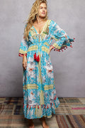POL Bohemian Print Tassel Trim Maxi Dress IVORY BLUE MULTI c86c3a27-1fd6-424e-836e-931b1a2400dd-Max