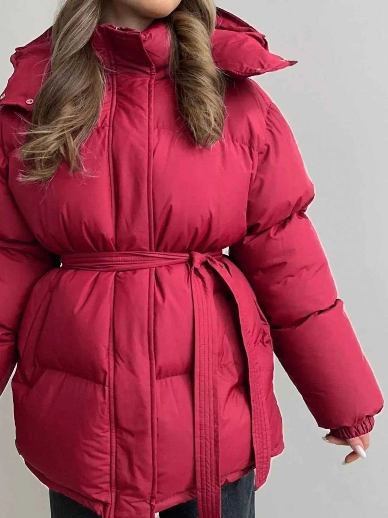 Mid-Length Thickened Hooded Winter Coat with Belted c86c40cd-3a16-430e-b1cf-bc3ab5a2b06b-Max-Origin