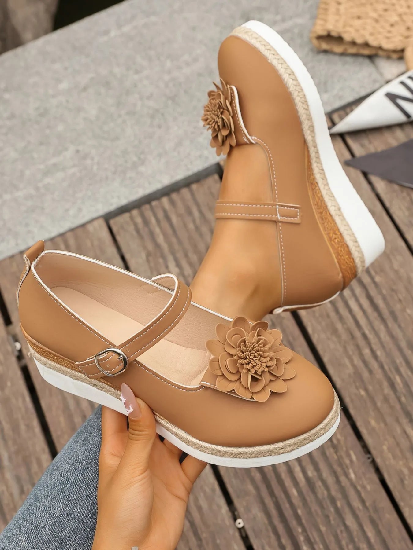 Flower Embellished Mary Jane Loafers Dark Brown c87a3f98-b46d-4f38-b663-43f611478b54-Max-Origin