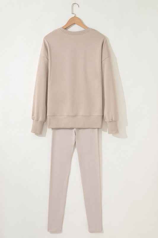 Solid Oversize Sweatshirt and Ribbed Leggings Set c87c119b-97a0-4494-bd1b-bcec6bc4c76f