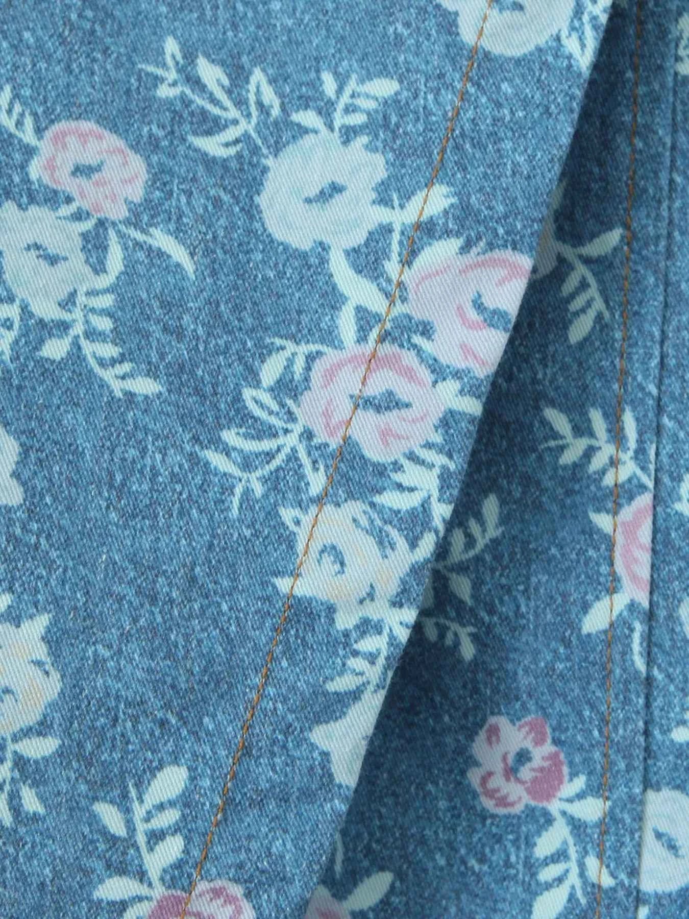 Floral Print Strapless Top and Skort Denim Set c87d5933241a487b83442529b952611a-Max-Origin