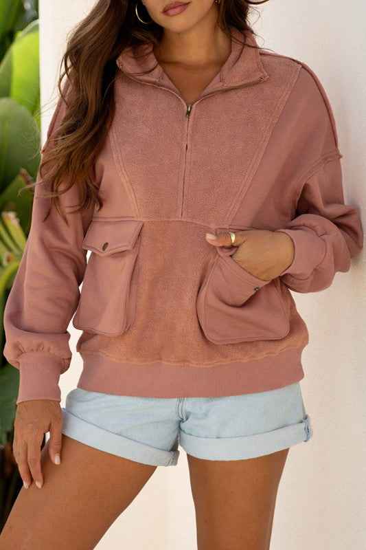 Mabel Half Zipper Baggy Sweatshirt c880d471-2aa3-4a23-a32e-496afc034348