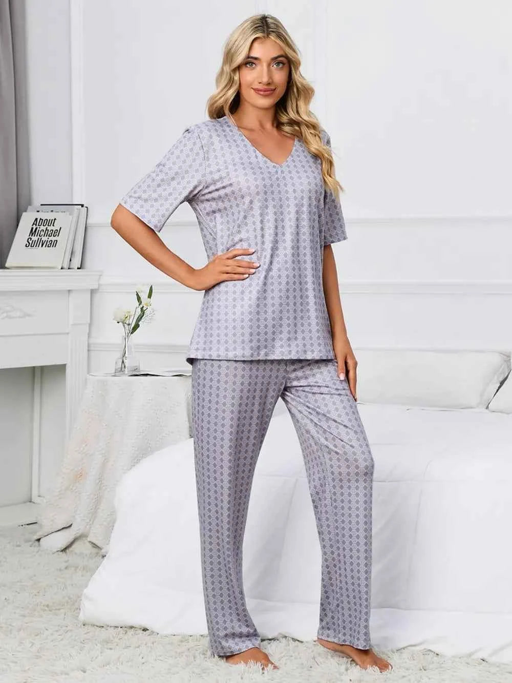 Printed V-Neck Top and Pants Lounge Set c882b0e4-6965-45d4-8f2c-4ffa3389ce14-Max