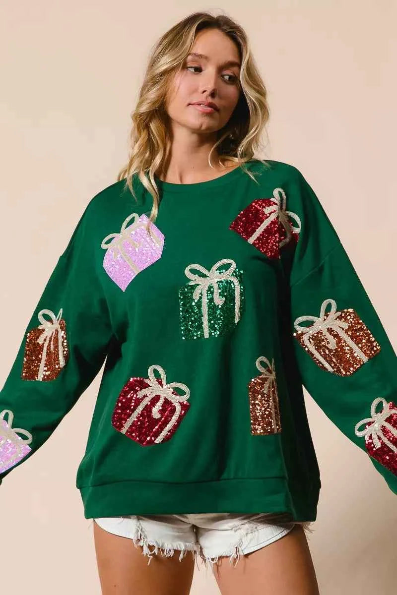 BiBi Sequin Christmas Gift Box Embroideries Pullover c88ad10906d4408186fb0c80ea2e5a29-Max-Origin