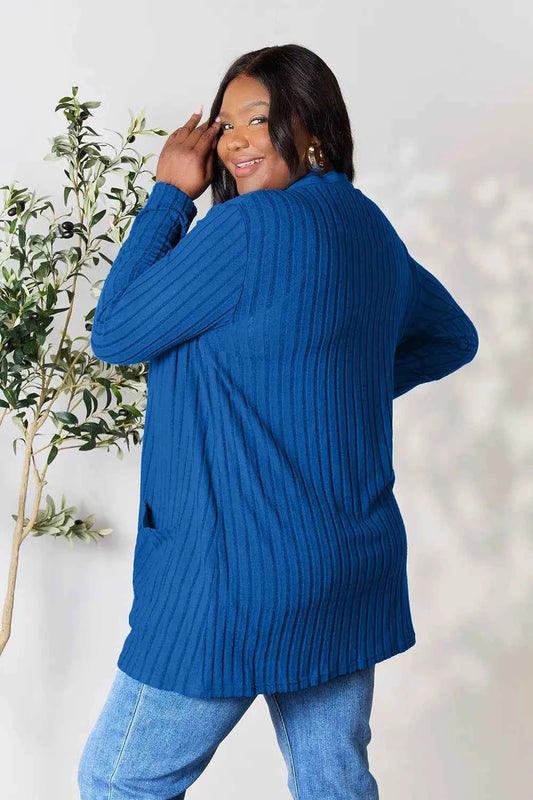 Basic Bae Full Size Ribbed Open Front Cardigan with Pockets c89c444eedf54396a1d0d5e913a359a3-Max