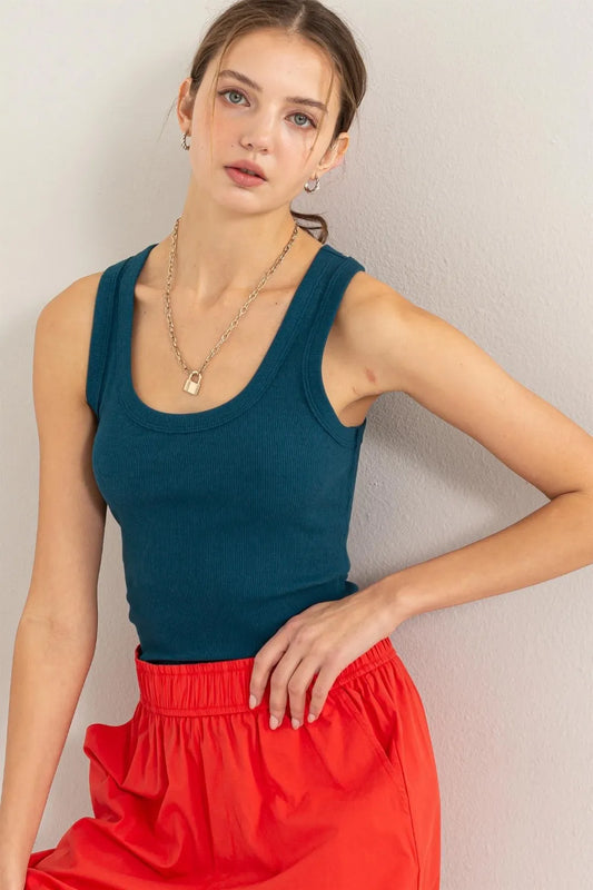 HYFVE Ribbed Scoop Neck Racerback Tank DarkTeal c8a3902c-1eb3-41ee-804d-a2168ceba324-Max