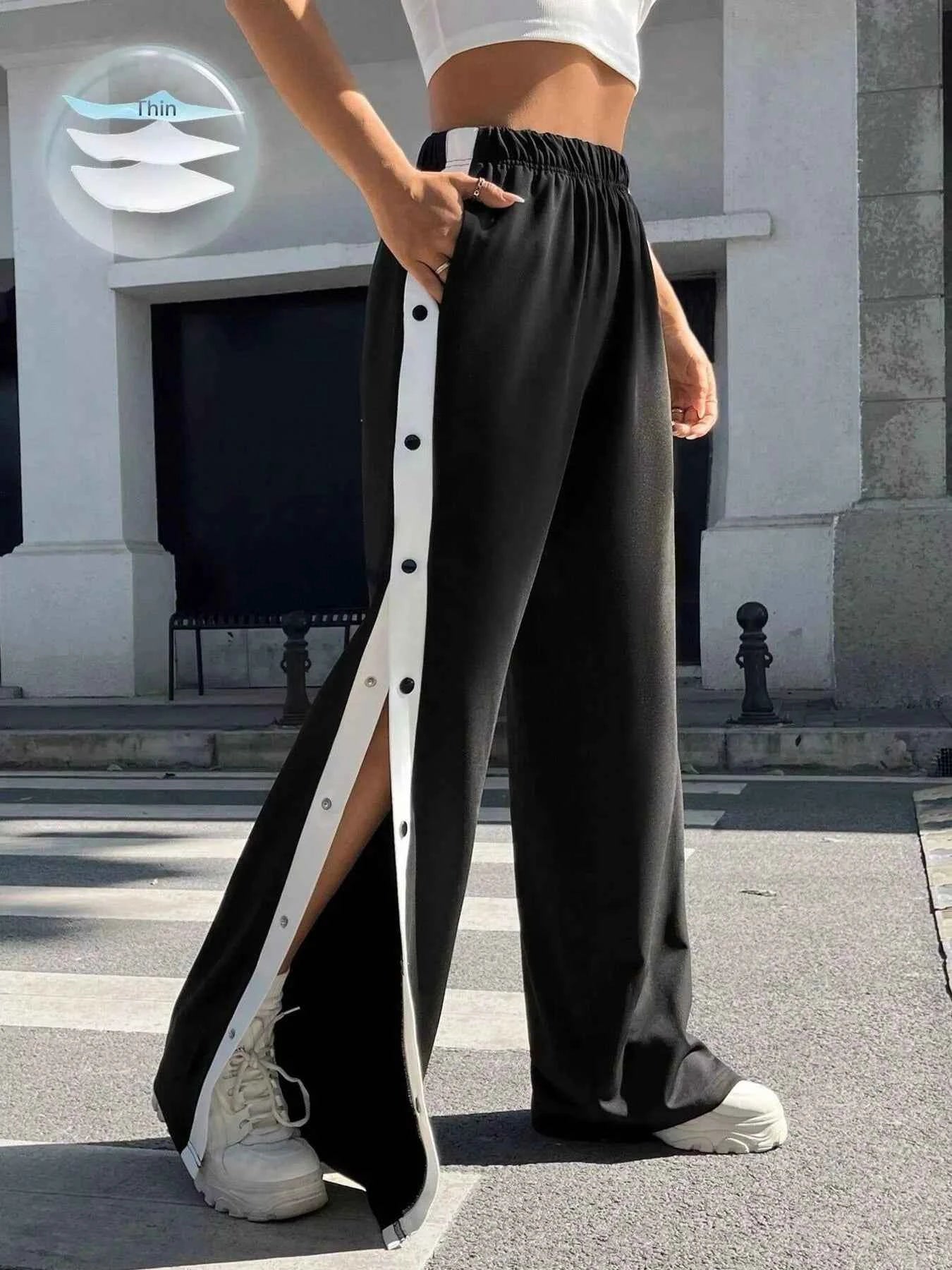 Two-Tone Side Snap Wide Leg Pants c8b40e2aea874ab0992554d55aeea98c-Max-Origin