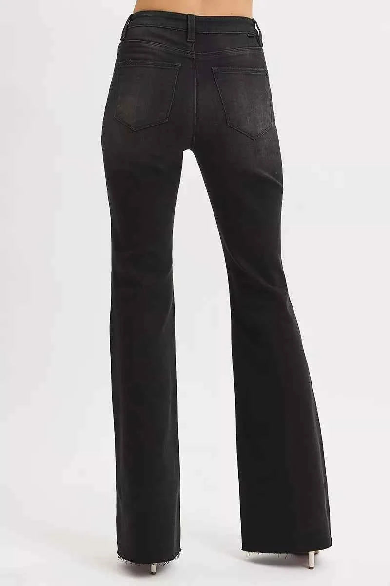RISEN Full Size High Rise Flare Raw Cut Hem Jeans Plus Size c8bcd547abb54a1f9818e41e116135ee-Max-Origin