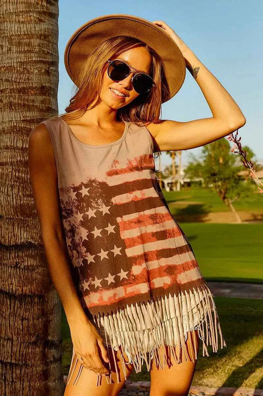 American Flag Print Knit Sleeveless Top TERRACOTTA c8bd1938a9674e33ace06a304fdafc09-Max-Origin
