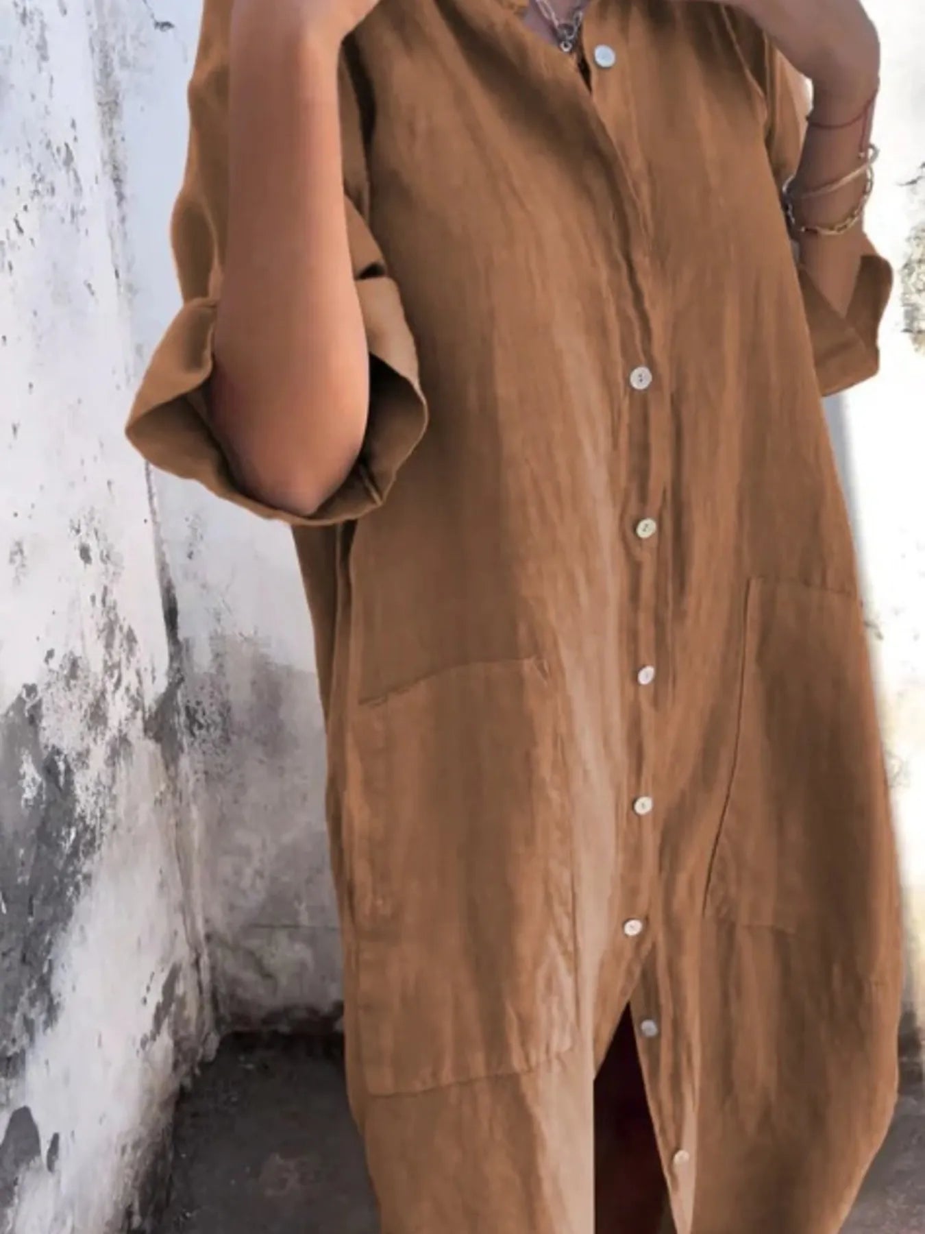 Full Size Casual Linen Button-Down Shirt Dress Plus Size c8be2bb329394e40b80f2941e1066f82-Max-Origin