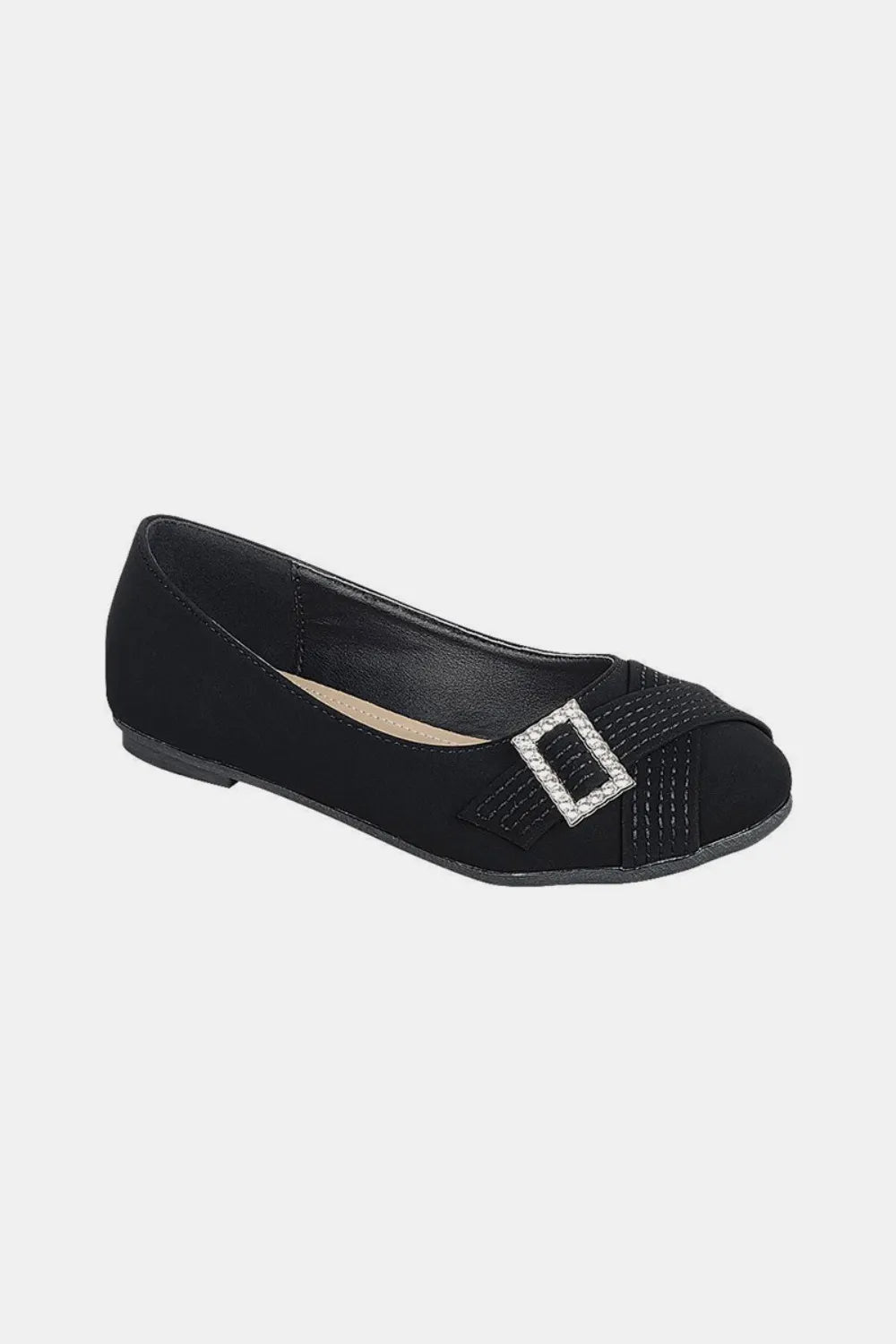 Forever Link Slip On Rhinestone Buckle Ballet Flats Black c8beb36a-a93e-429c-ac1e-577eb337b428-Max