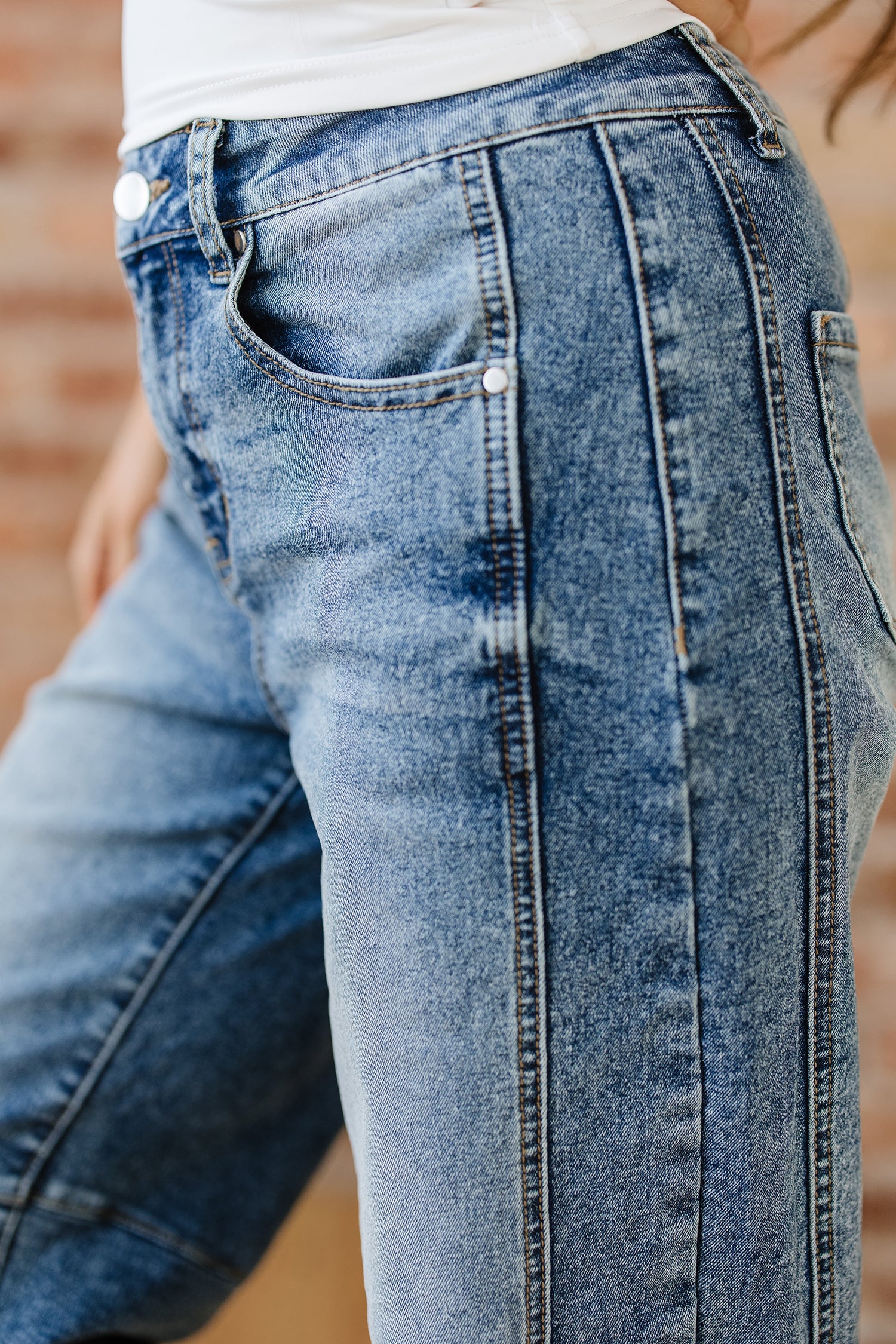 Dusk Blue Vintage Washed Seam Detail Shift Jeans c8c223a5d2d79c91