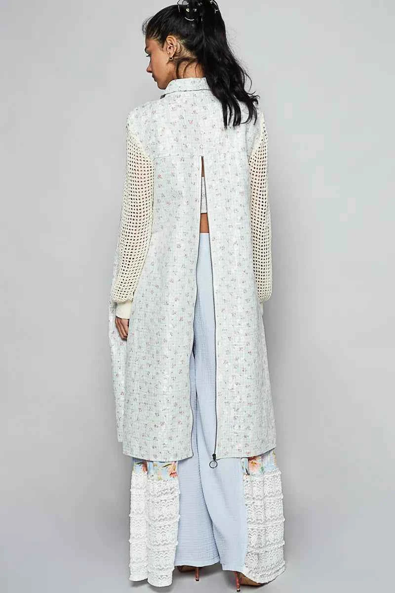 POL Printed Lace Longline Shacket with Back Open Zipper c8c785ad-0a1a-4d0f-a976-c8446b3f4c3d-Max-Origin