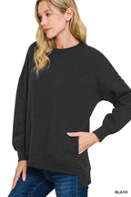 Zenana Full Size Fleece Hi-low Boyfriend Sweatshirts with Pockets Plus Size BLACK c8ca8930f96c4ee08d1fd5a9c7591187-Max-Origin