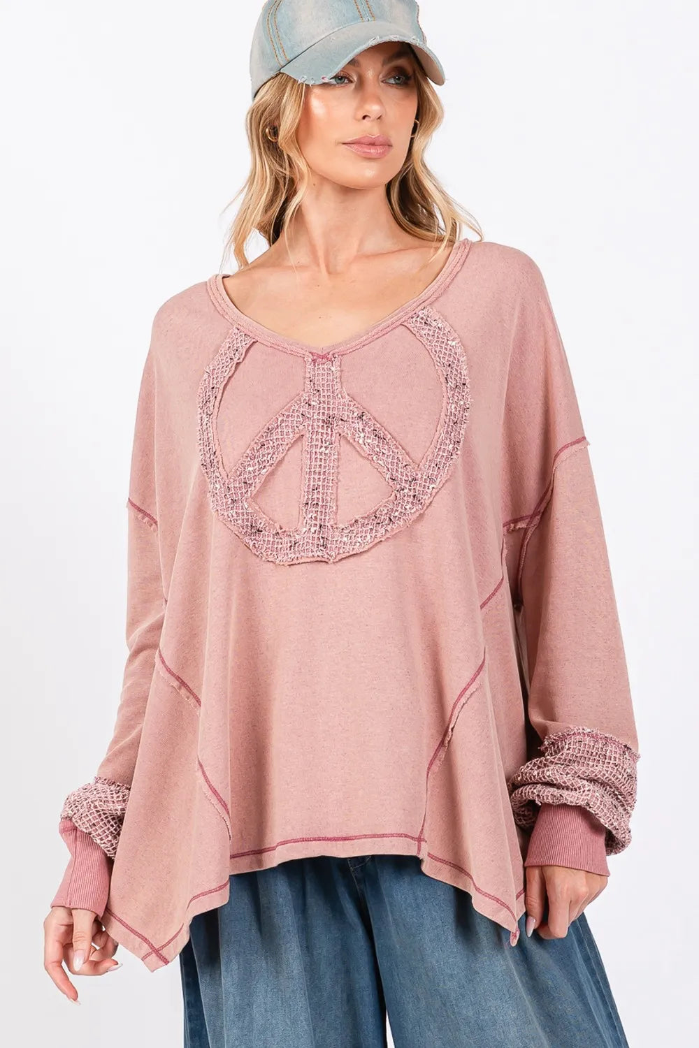 SAGE + FIG Peace Sign Mineral Wash Terry Top c8d79a7f-5b75-4058-8f0d-44a082c4619e-Max