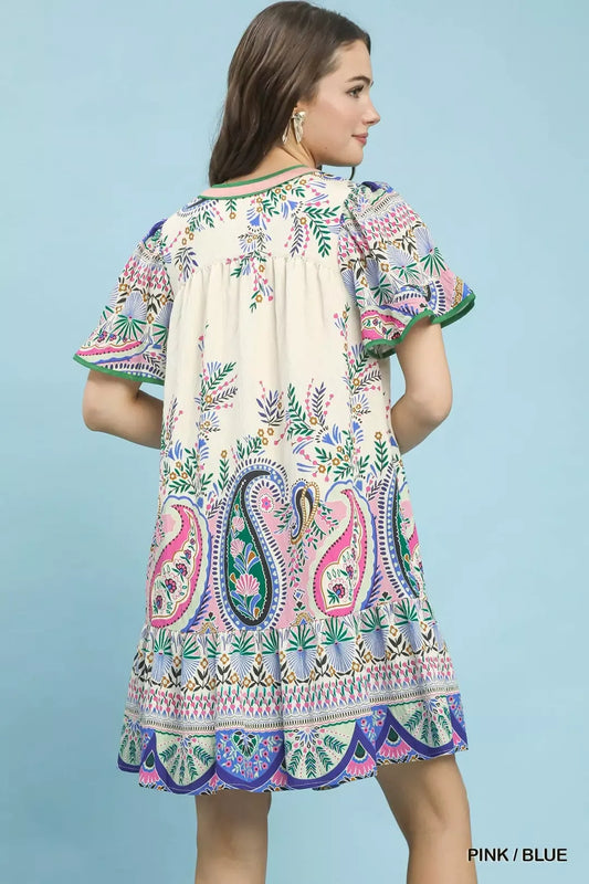 Paisley Flutter Sleeve Mini Dress c8d973d3-7d96-41e3-a1bc-ba04784546d4-Max-Origin