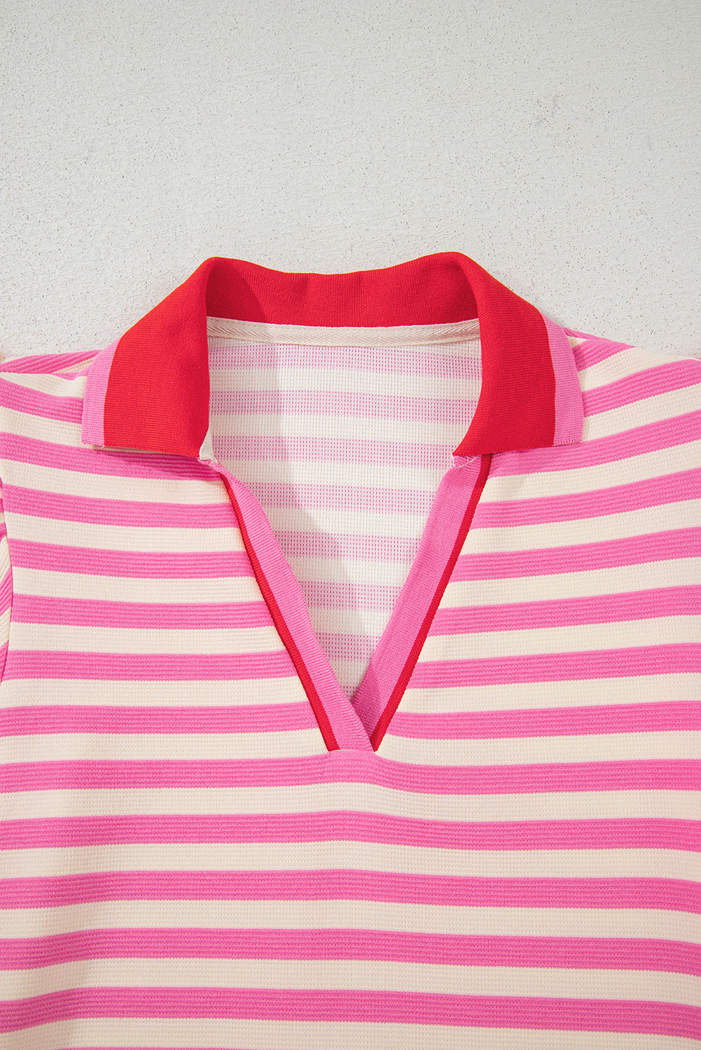 Dark Blue Striped Ruffle Short Sleeve Pop of Color Neckline Dress c8df49666ed56a0b